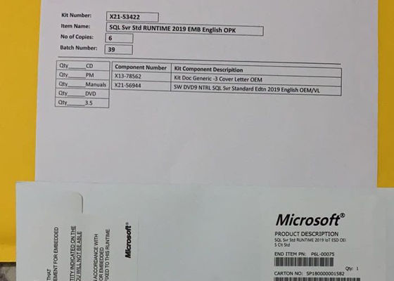 Microsoft Windows Sql Server 2019 Standard DVD Software License Key